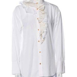 Coach Mock Neck Long Sleeve Button-Up Top